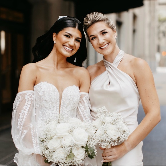 Revelry Bridesmaids Dress - Athena Satin Dress, Soft Champagne - Picture 1 of 5